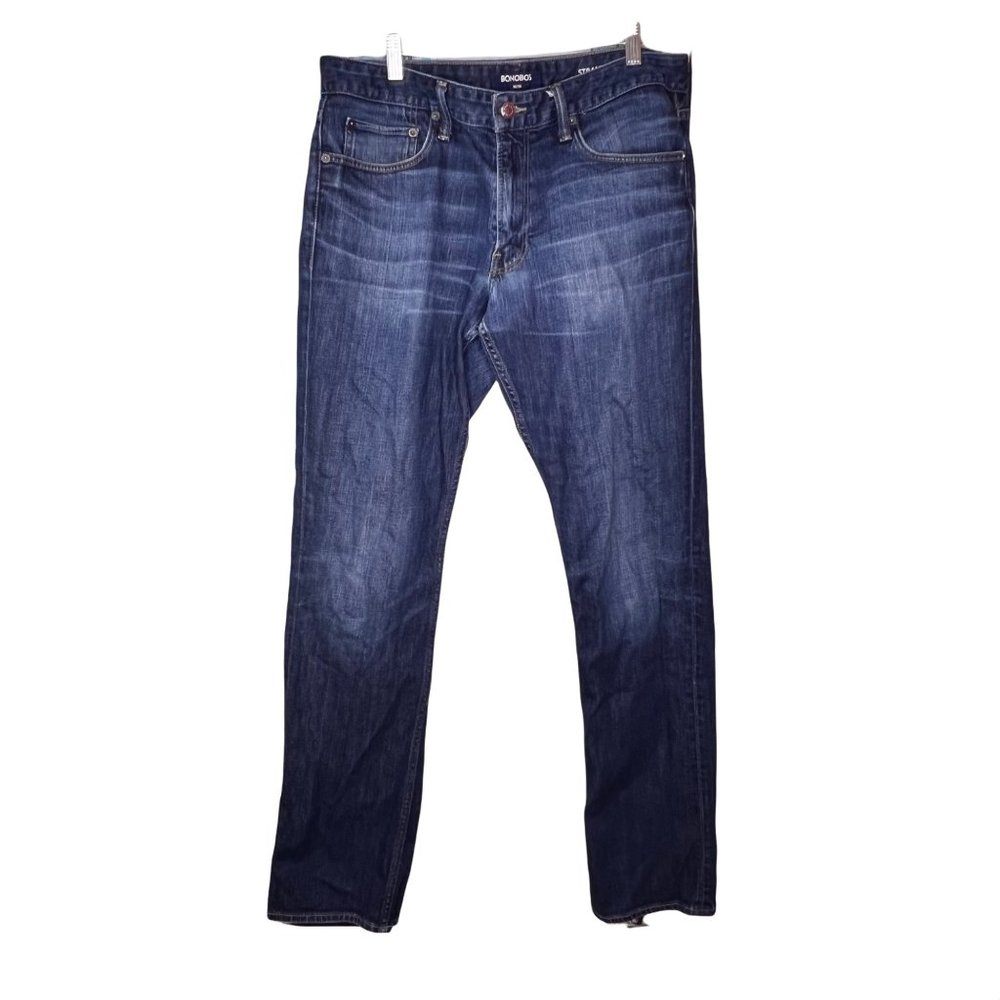 Bonobos jeans mens 36 medium wash zip fly straight fit cotton blend stretch